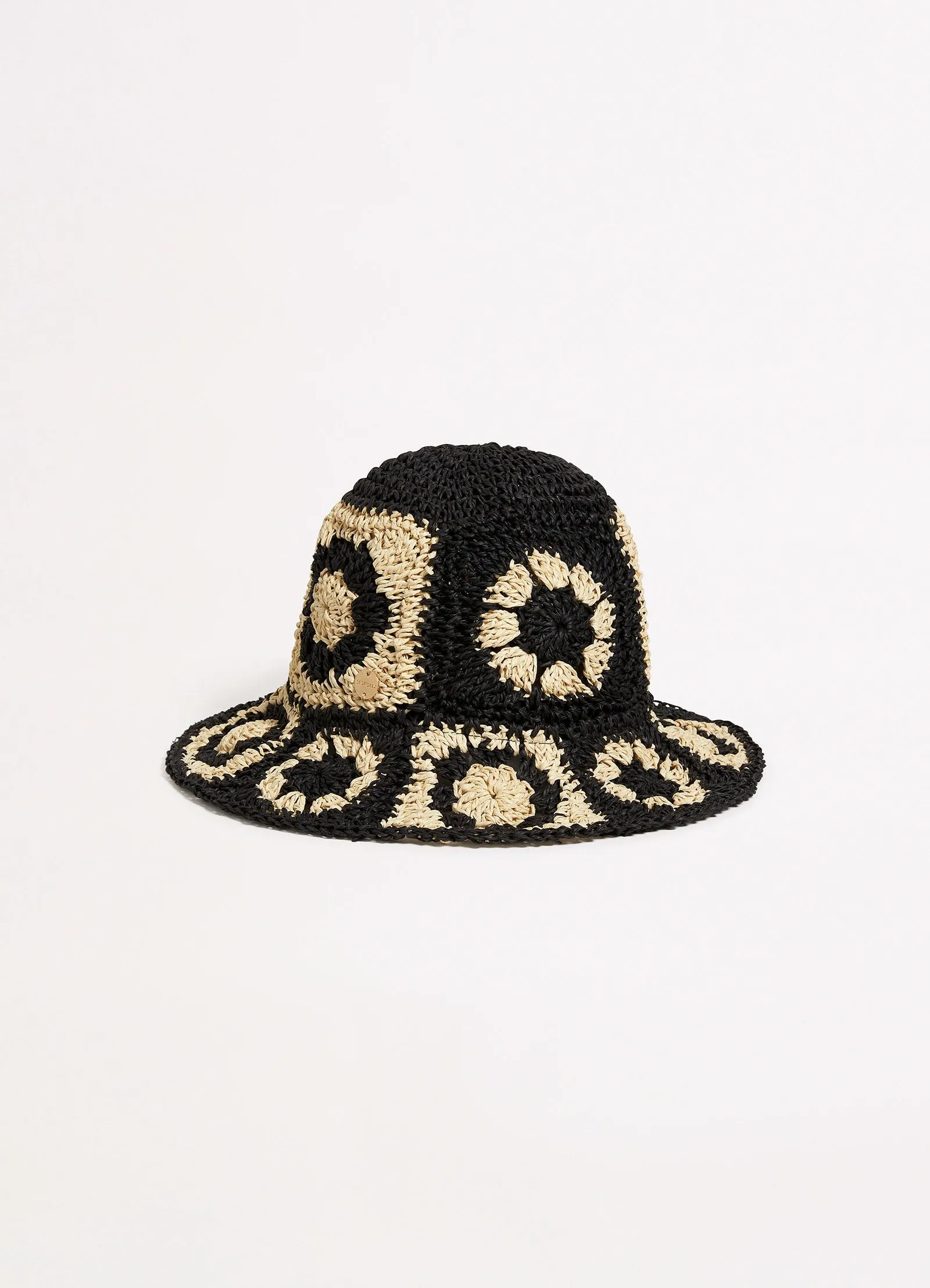 Crochet Hat - Black/Natural