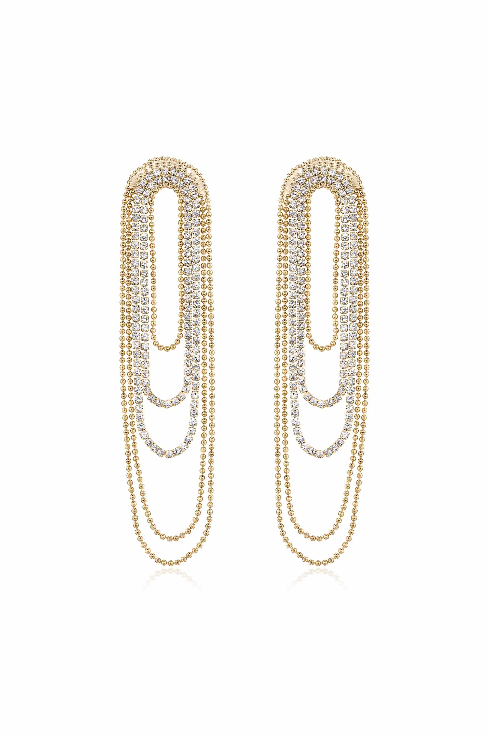 Crystal and Looped Chain Earrings