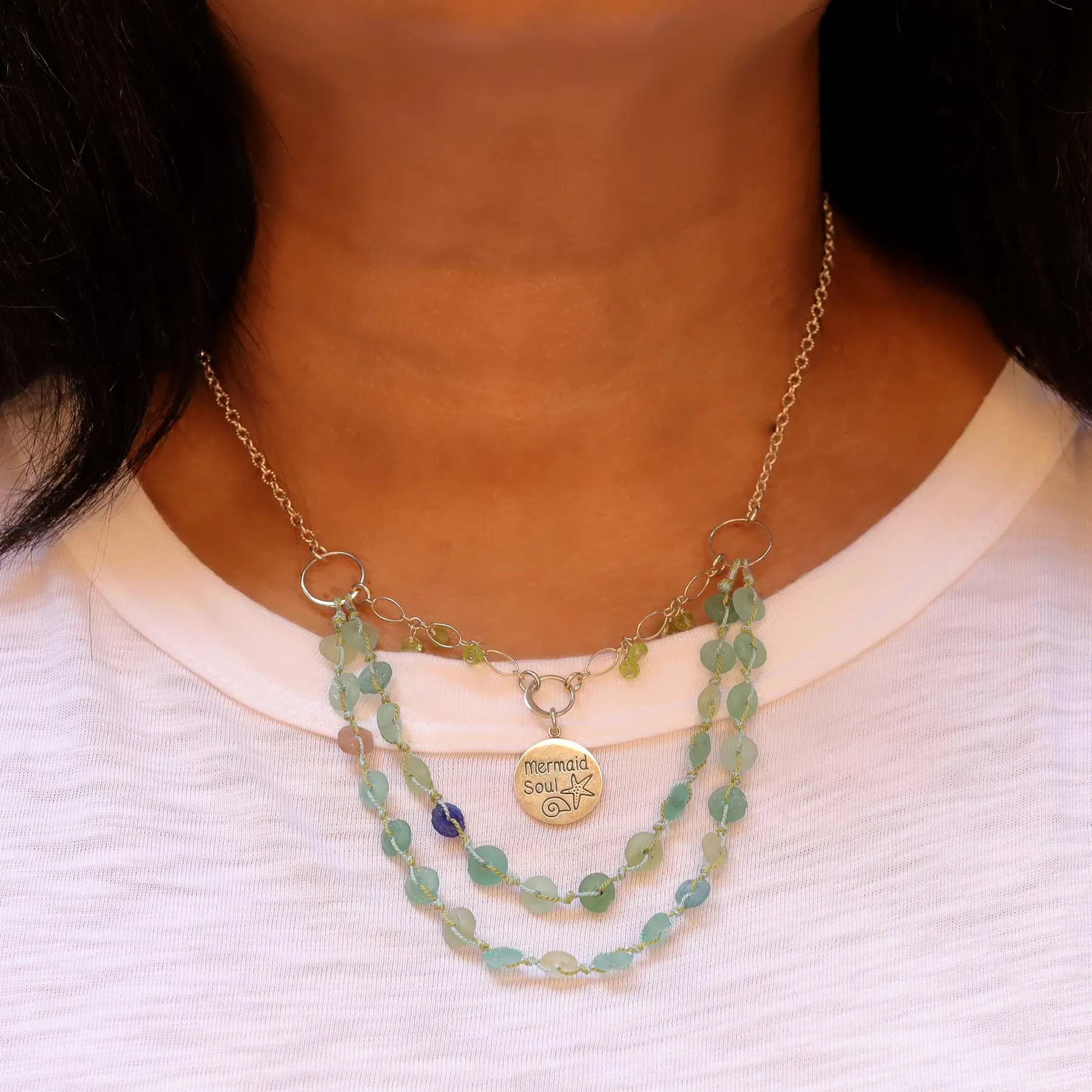 Crystal Cove - Roman Glass Double Strand Charm Necklace