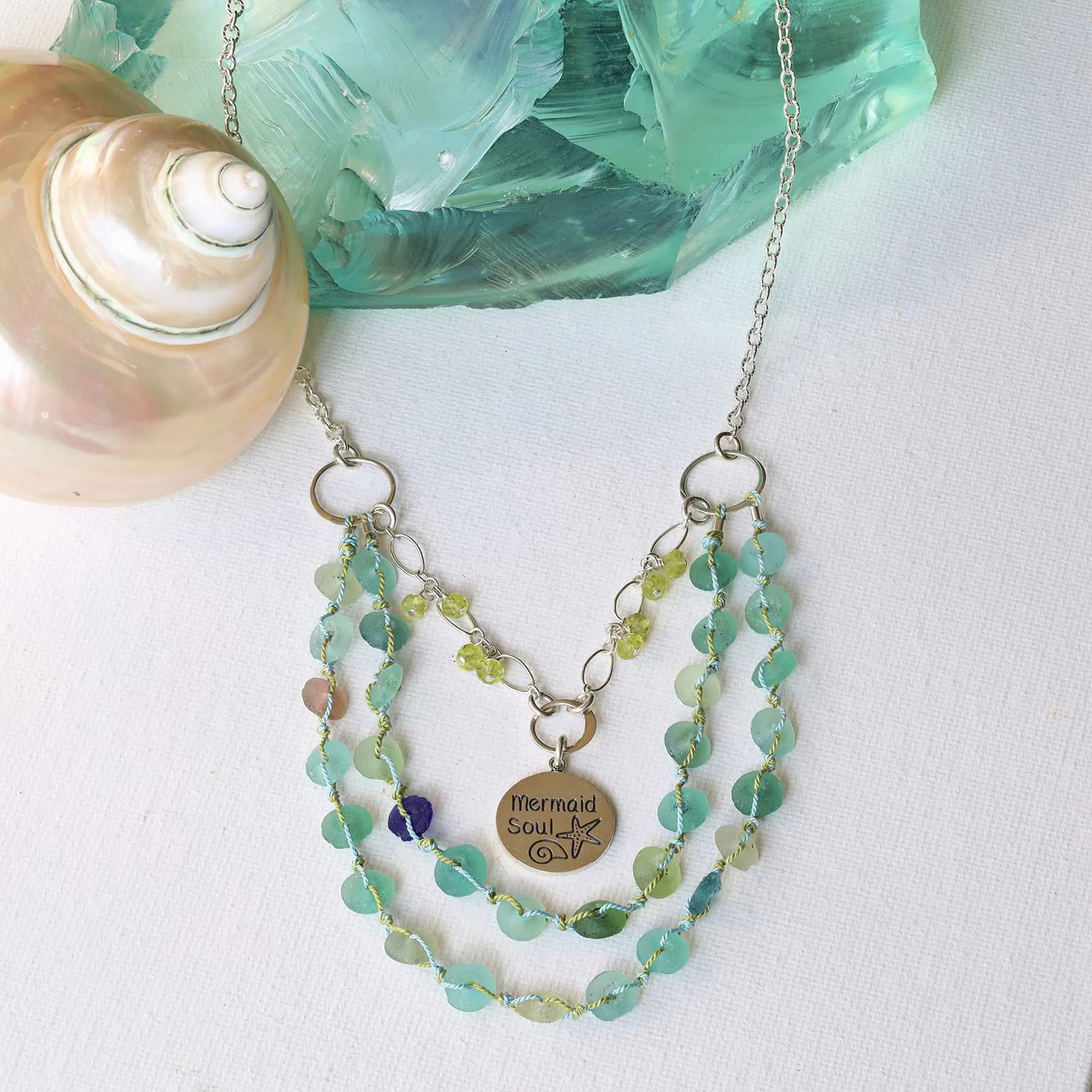 Crystal Cove - Roman Glass Double Strand Charm Necklace