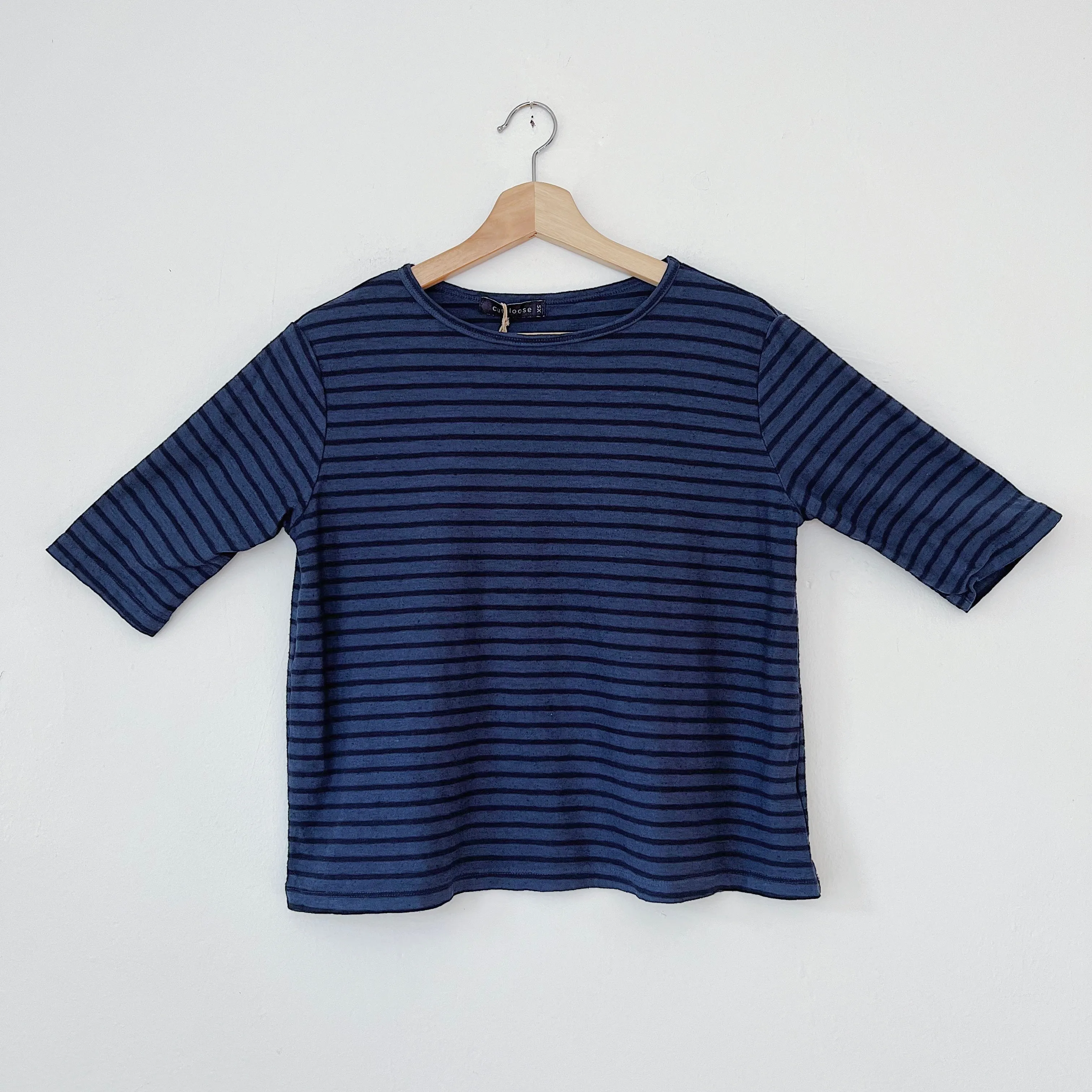 Cut Loose | Elbow Sleeve Top in Nightsky & Navy Stripe