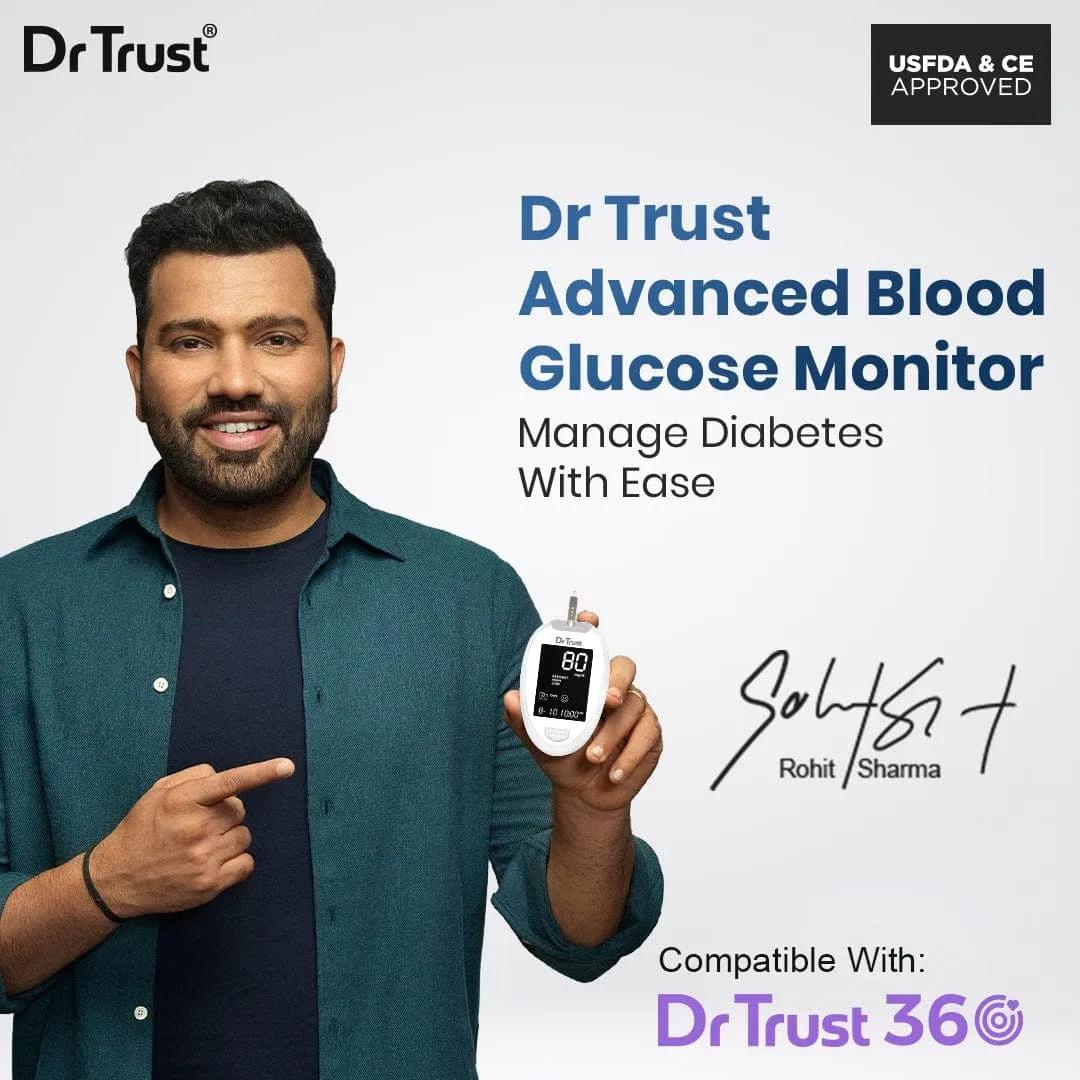 Dr Trust USA Platinum Blood Glucose Monitoring Device - 9002 I Digital Machine For Accurate Sugar Levels Testing At Home I Easy To Use Blood Sugar Testing Kit With FREE 10 Strips, 10 Lancets   1 Lancing Device