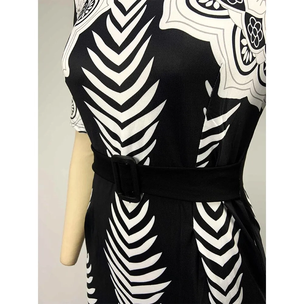 Elegant Tribal Print Party Dress