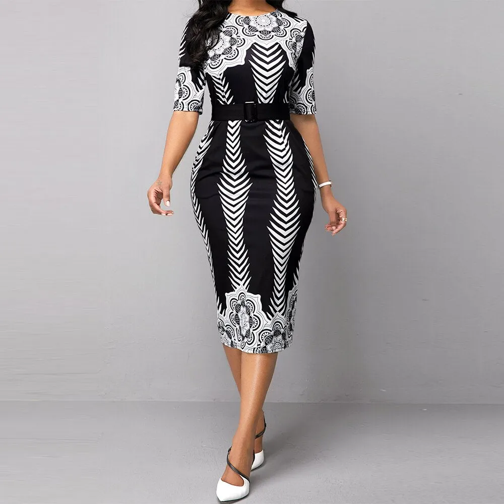 Elegant Tribal Print Party Dress