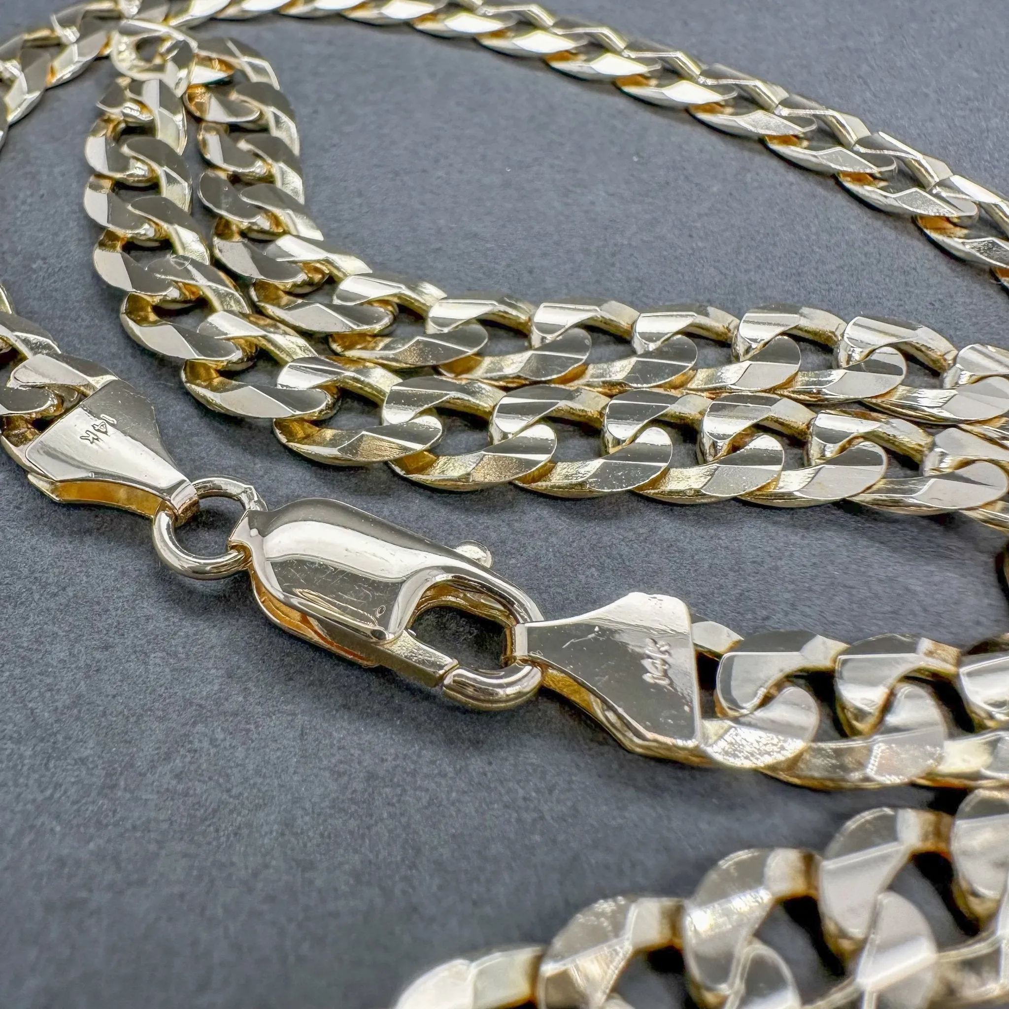 Estate 14K Y Gold 7.28mm 22” Concave Curb Link Chain