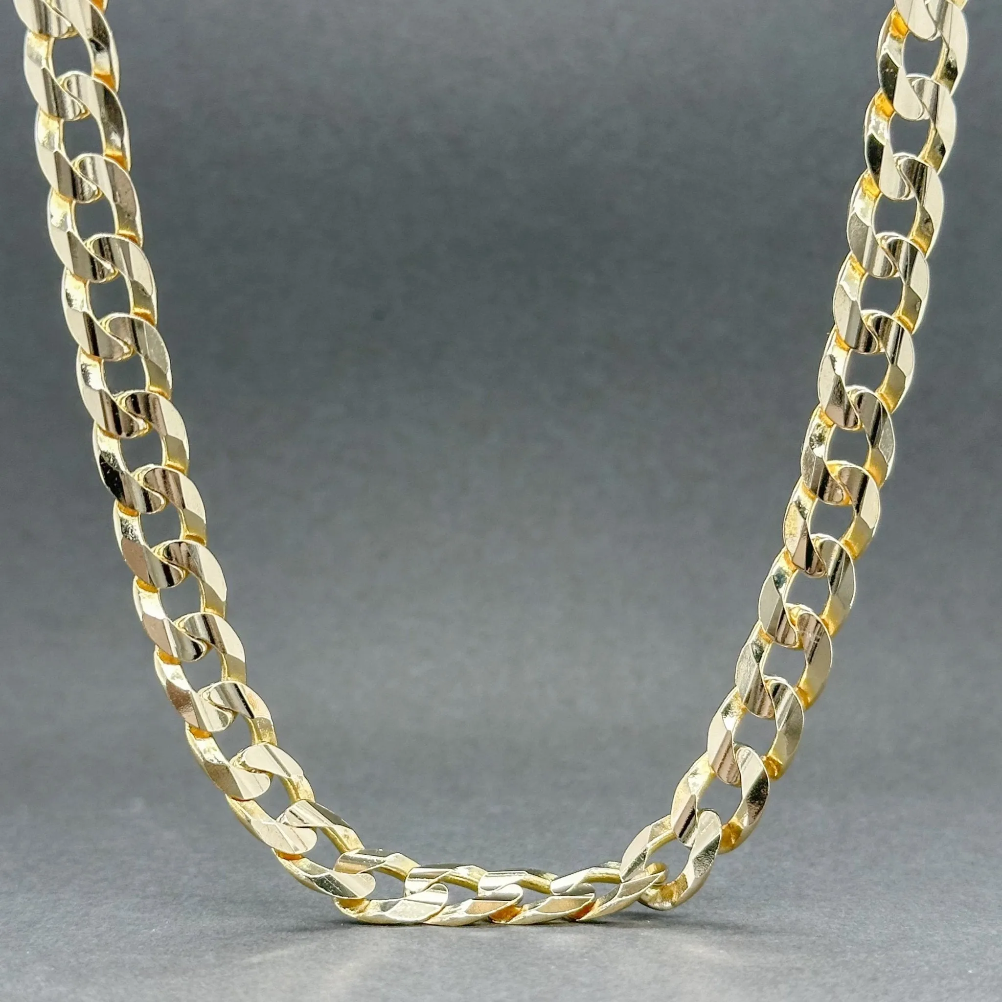 Estate 14K Y Gold 7.28mm 22” Concave Curb Link Chain