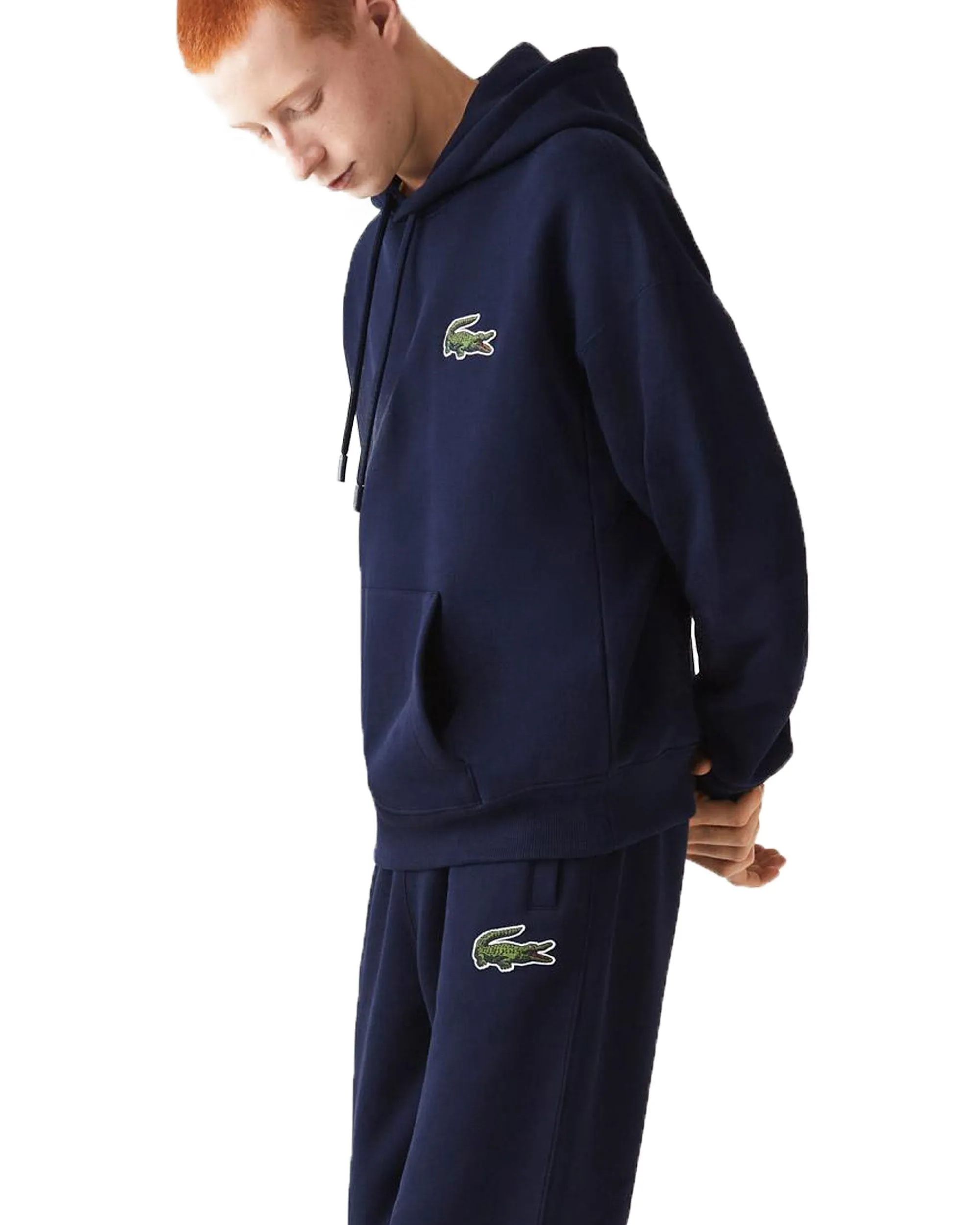 Felpa Loose Fit Con Cappuccio e Big Logo Lacoste