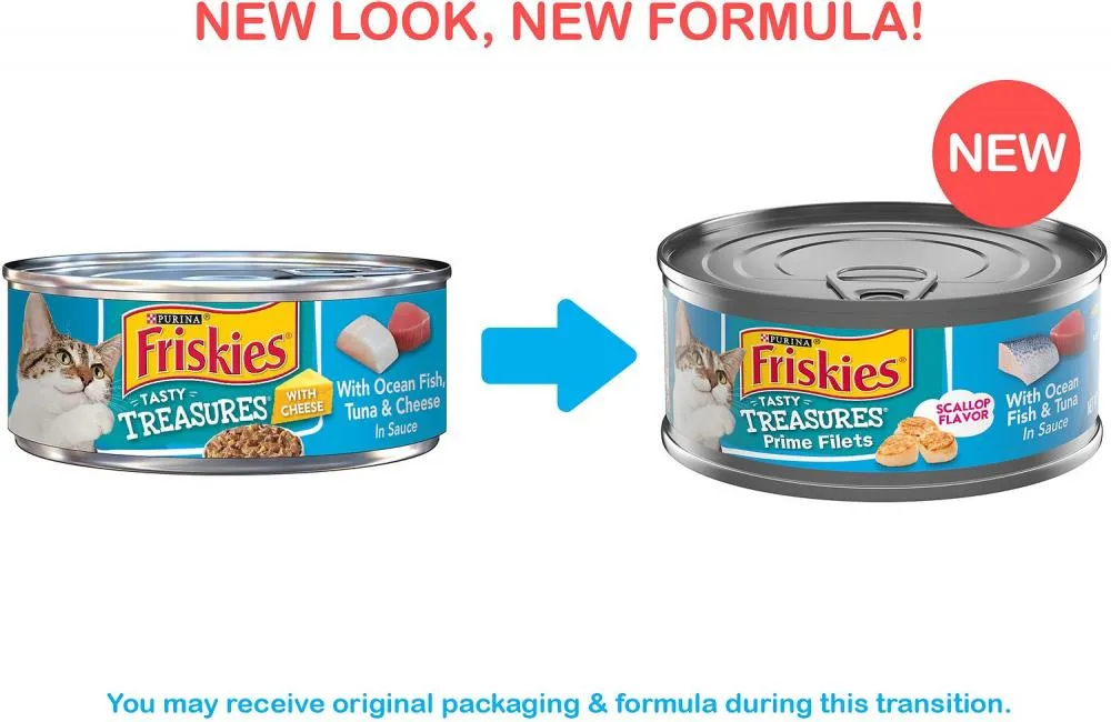 Friskies Tasty Treasures Prime Fillet with Ocean Fish & Tuna Scallop Flavor Canned Cat Food