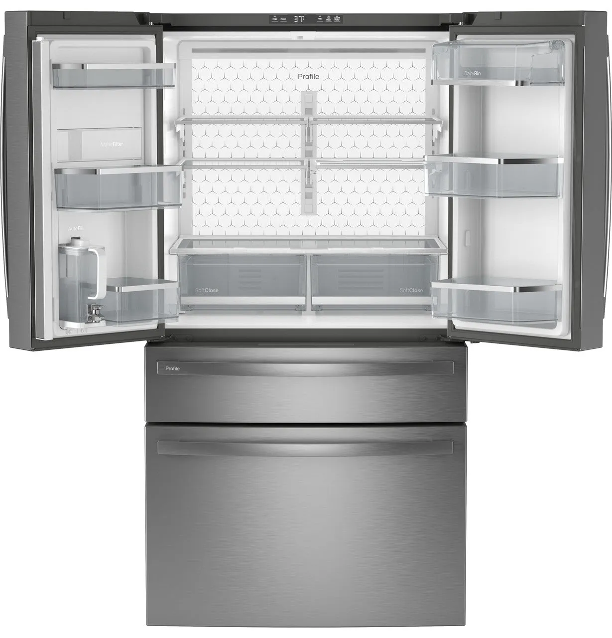 GE Profile Series ENERGY STAR 28.7 Cu. Ft. Smart Fingerprint Resistant 4-Door French-Door Refrigerator With Dual-Dispense AutoFill Pitcher