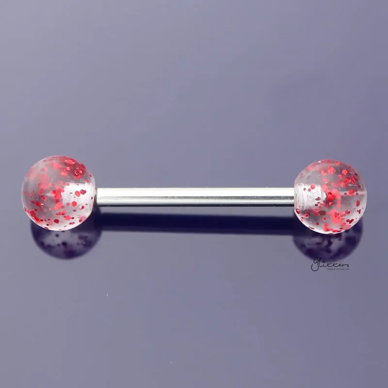 Glitters Acrylic Ball Tongue Barbell - Red