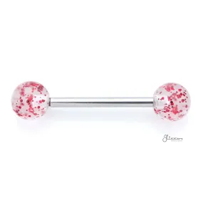 Glitters Acrylic Ball Tongue Barbell - Red