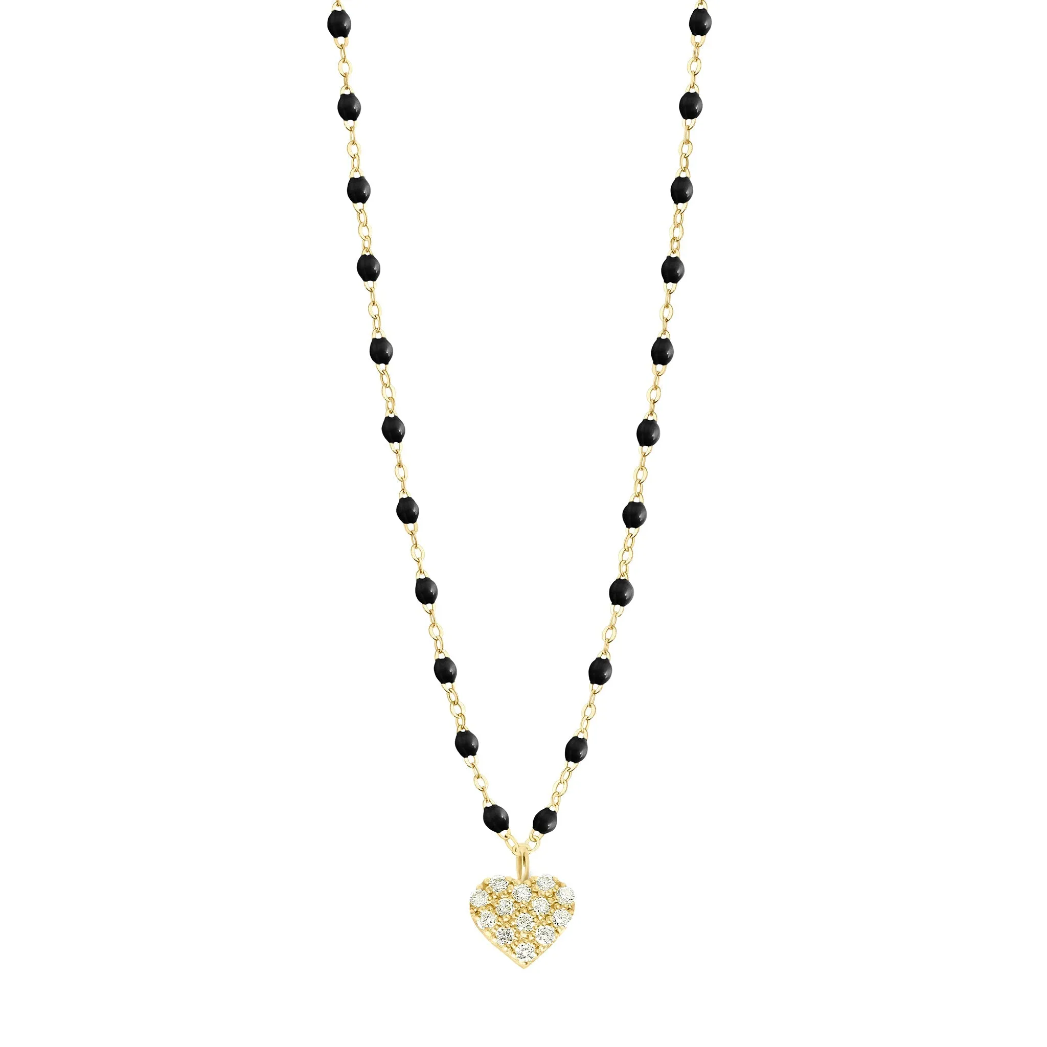 In Love Diamond Necklace, Black, Yellow Gold, 16.5"