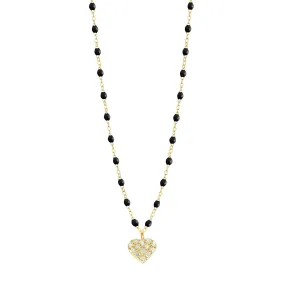 In Love Diamond Necklace, Black, Yellow Gold, 16.5"