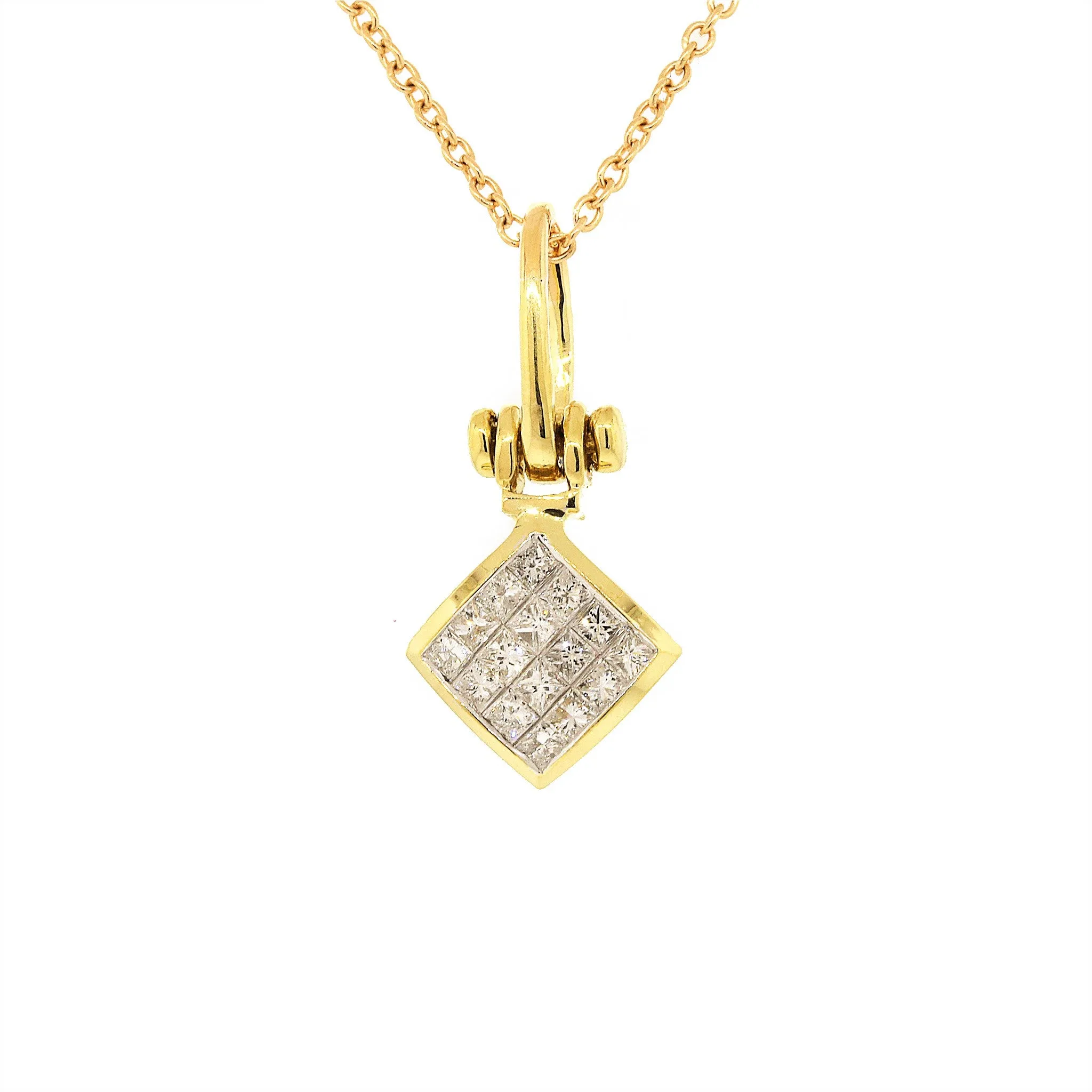 Invisible-set Princess Cut Diamond Pendant