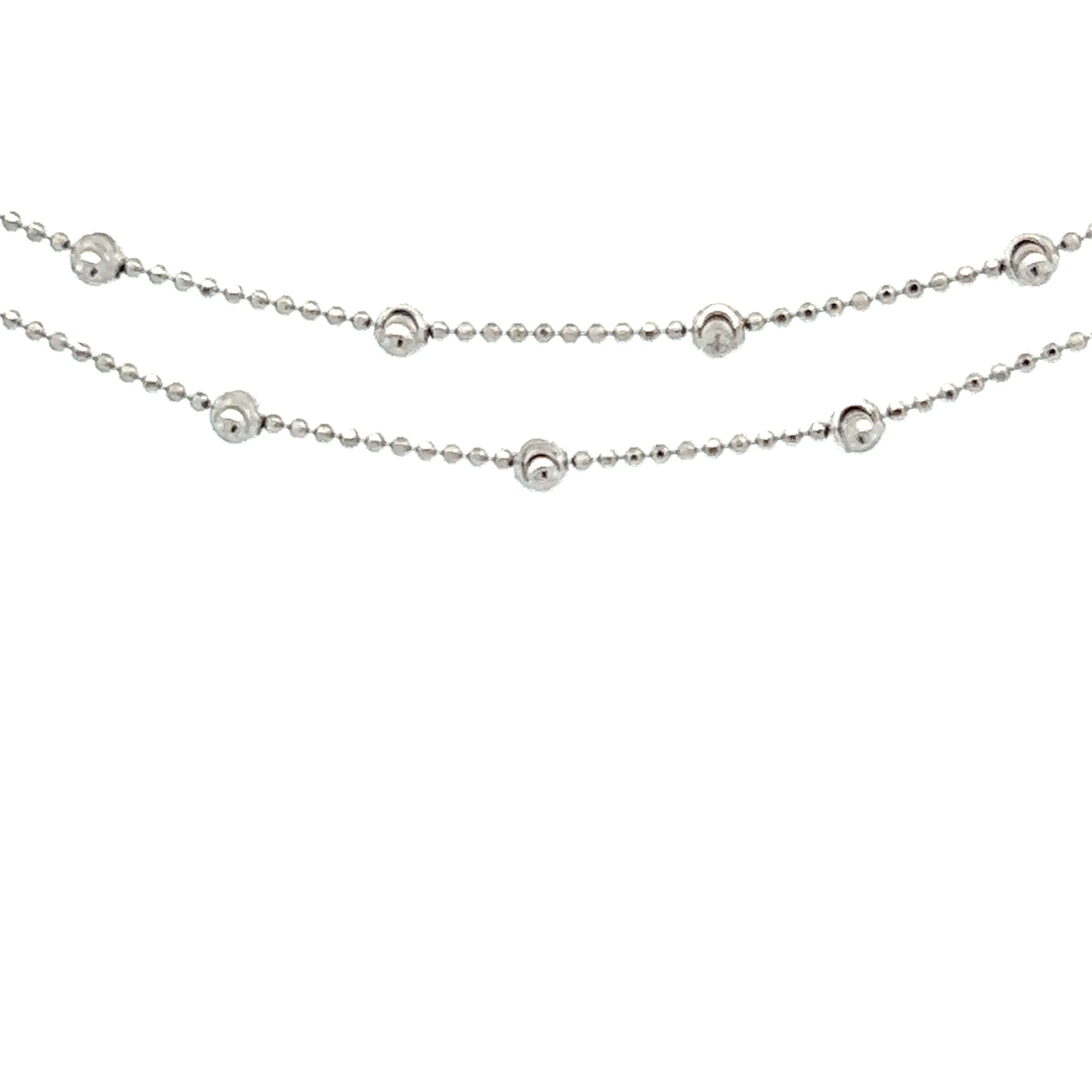 Italian Sterling Silver Moon-Cut Bead Necklace