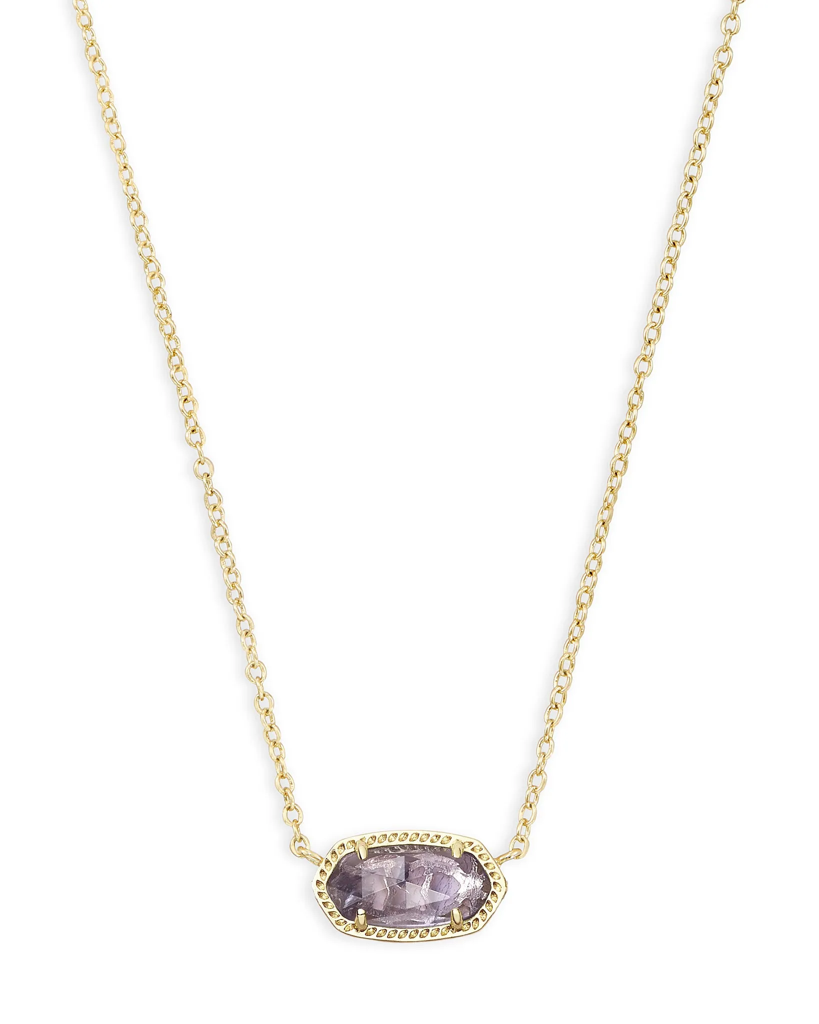 Kendra Scott Elisa Oval Pendant Necklace in Amethyst and Gold Plated