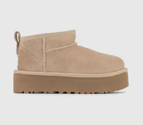 Kids UGG Classic Ultra Mini Platform Boots Sand