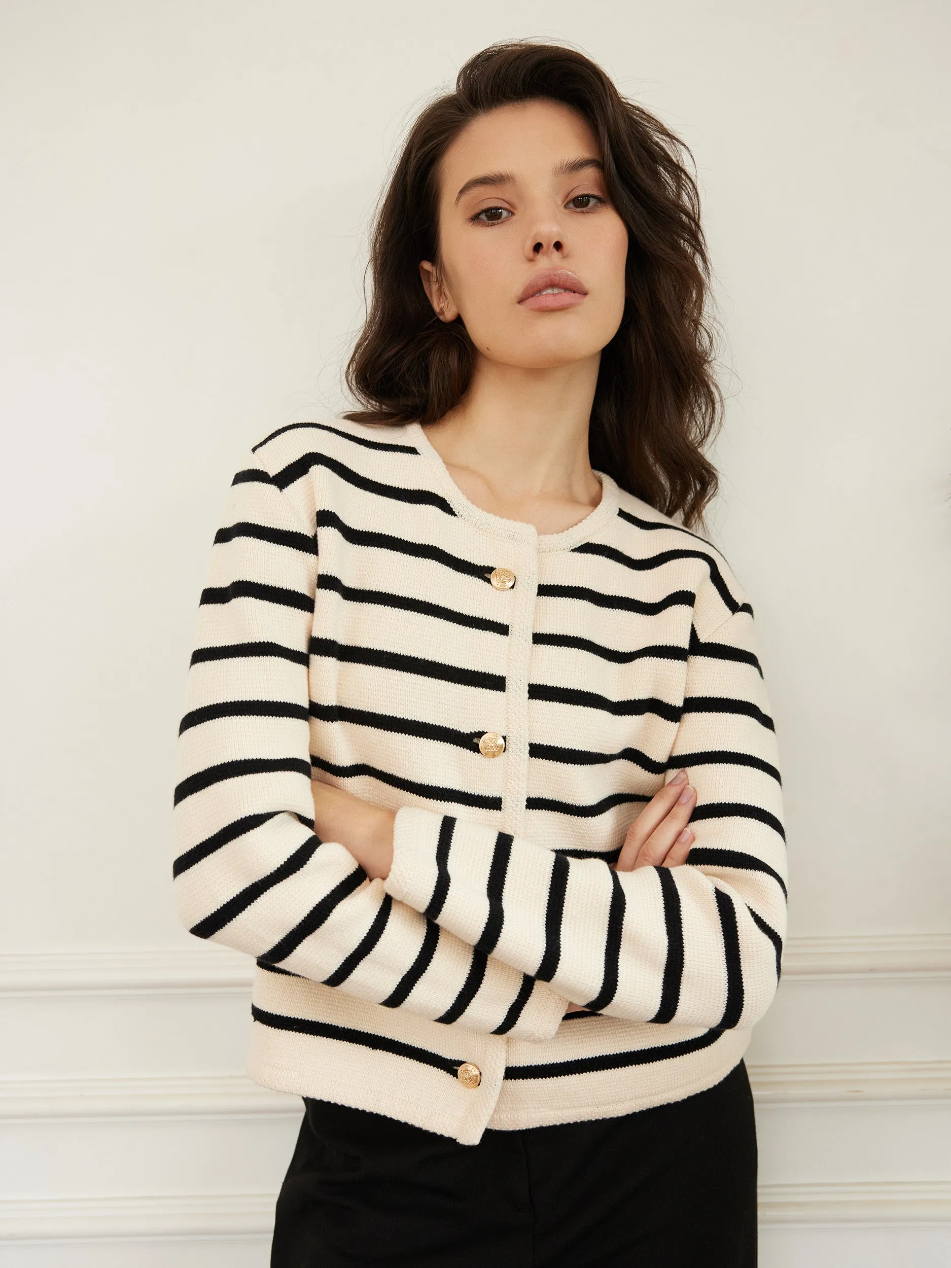 Kk Clothing Knitted Striped Jacket