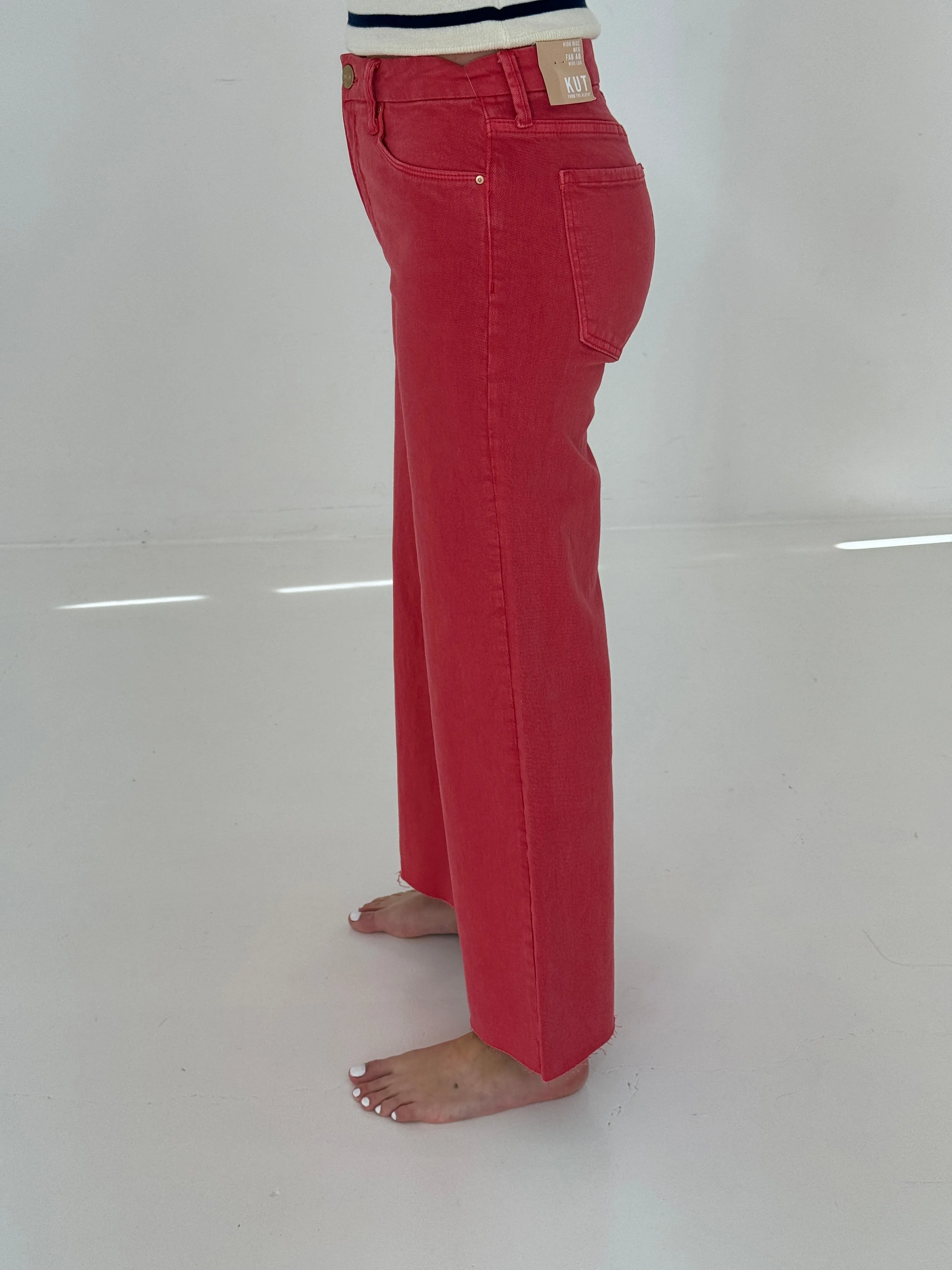 Kut Meg High Rise Fab Ab Jeans in Strawberry