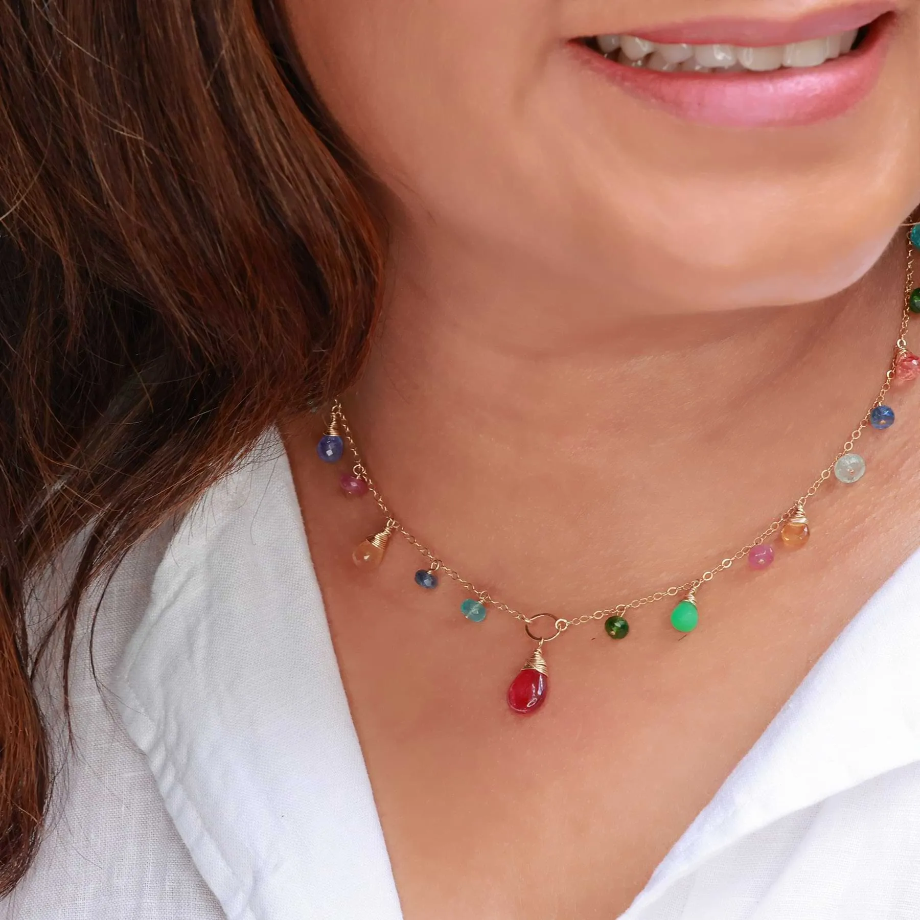 Kyra - Pink Sapphire Multi Gemstone Necklace