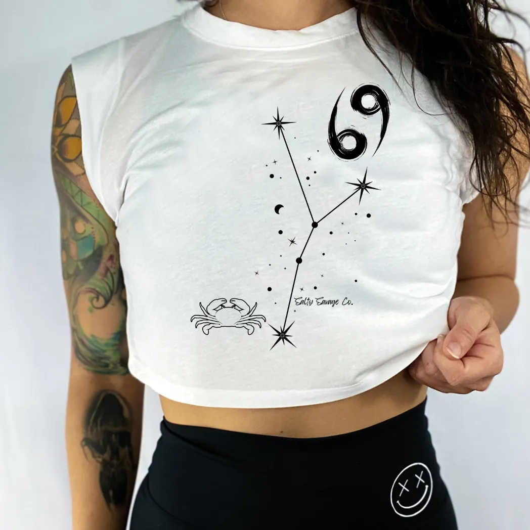 Ladies ”Cancer” Cropped Muscle Tank | Zodiac Collection