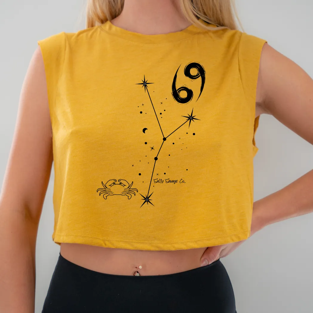 Ladies ”Cancer” Cropped Muscle Tank | Zodiac Collection