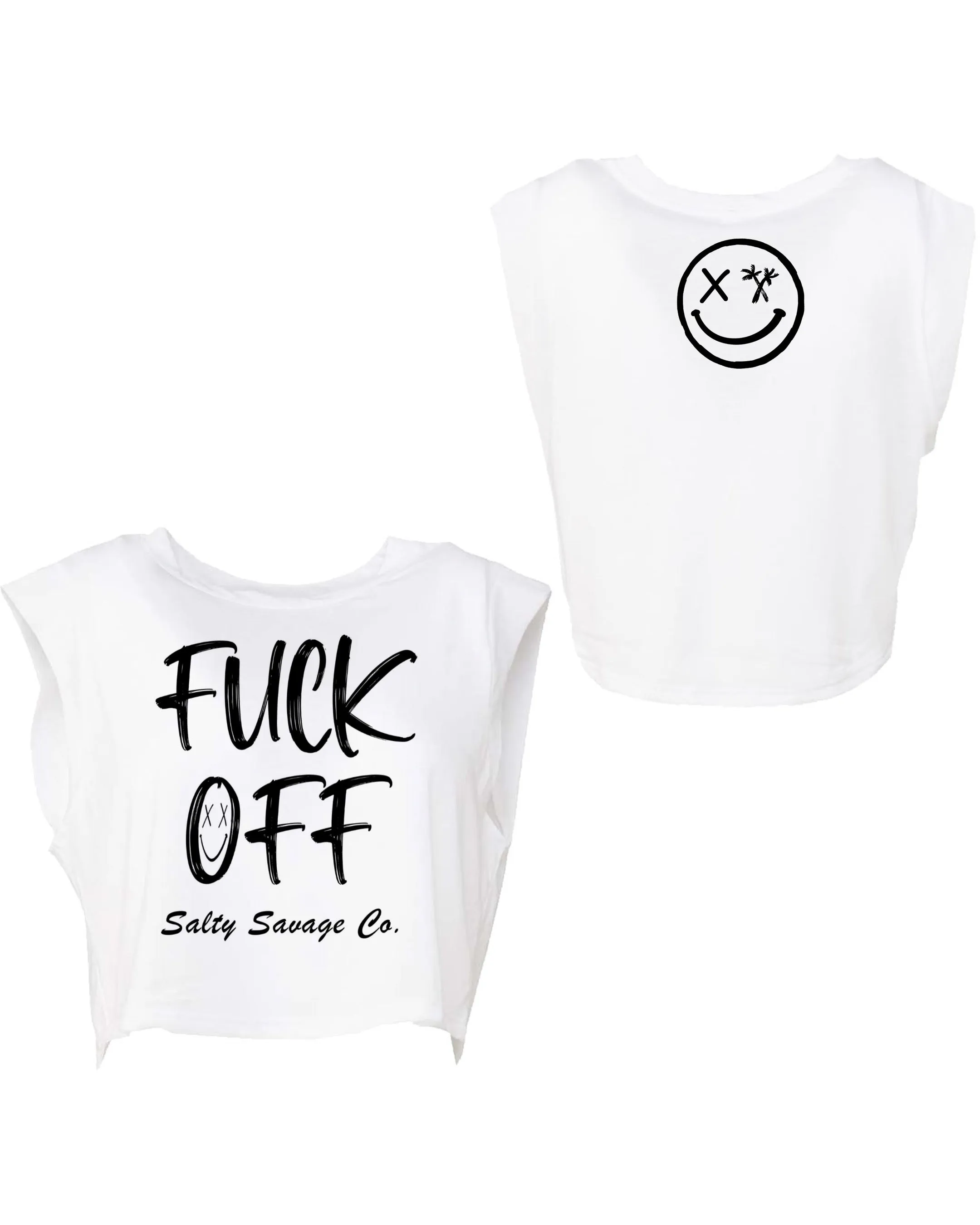 Ladies “Fuck Off” Cropped Muscle Tank