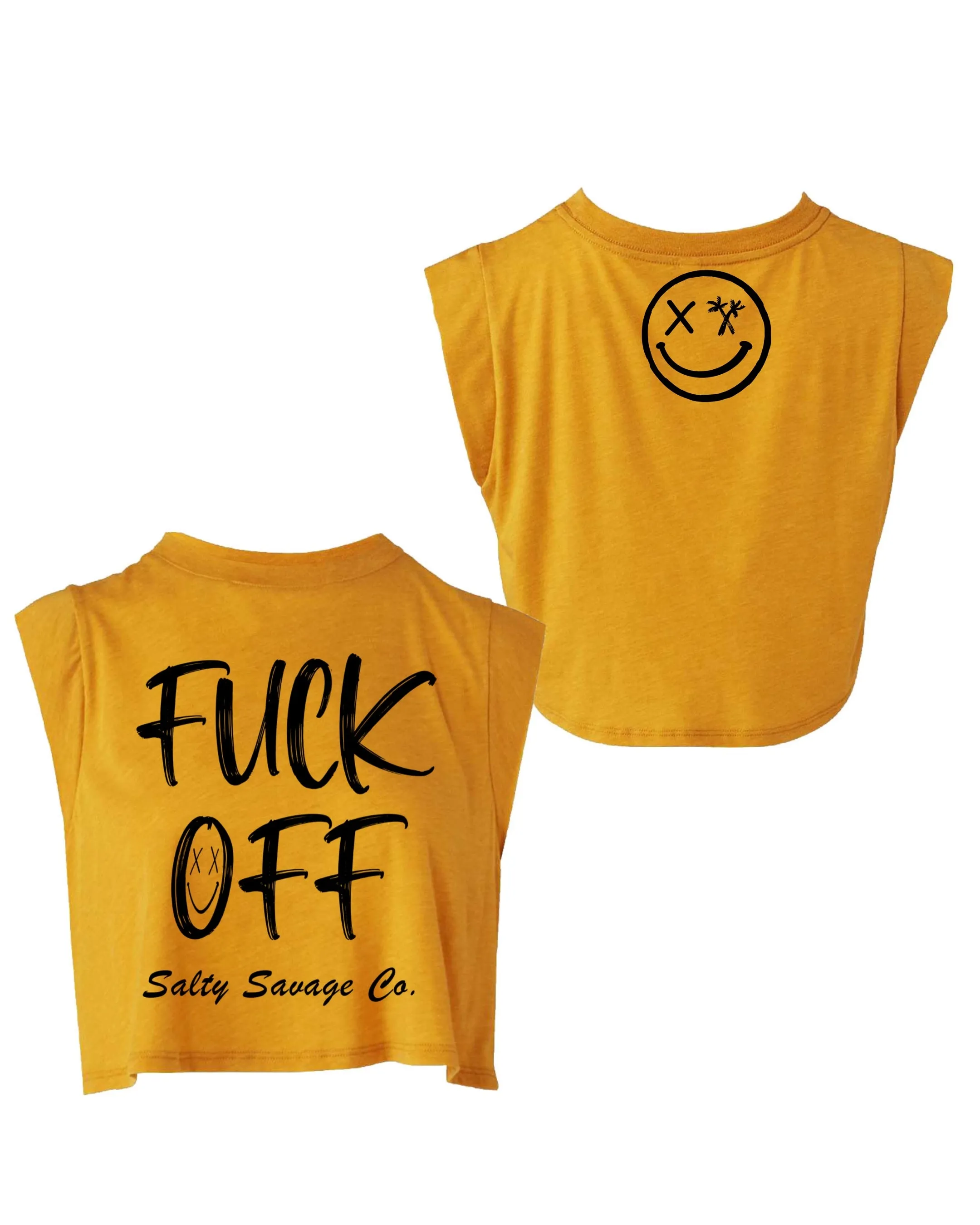 Ladies “Fuck Off” Cropped Muscle Tank