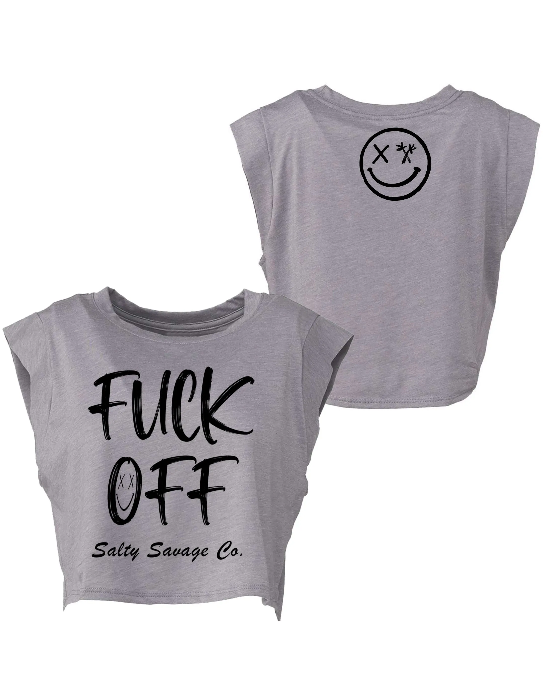 Ladies “Fuck Off” Cropped Muscle Tank