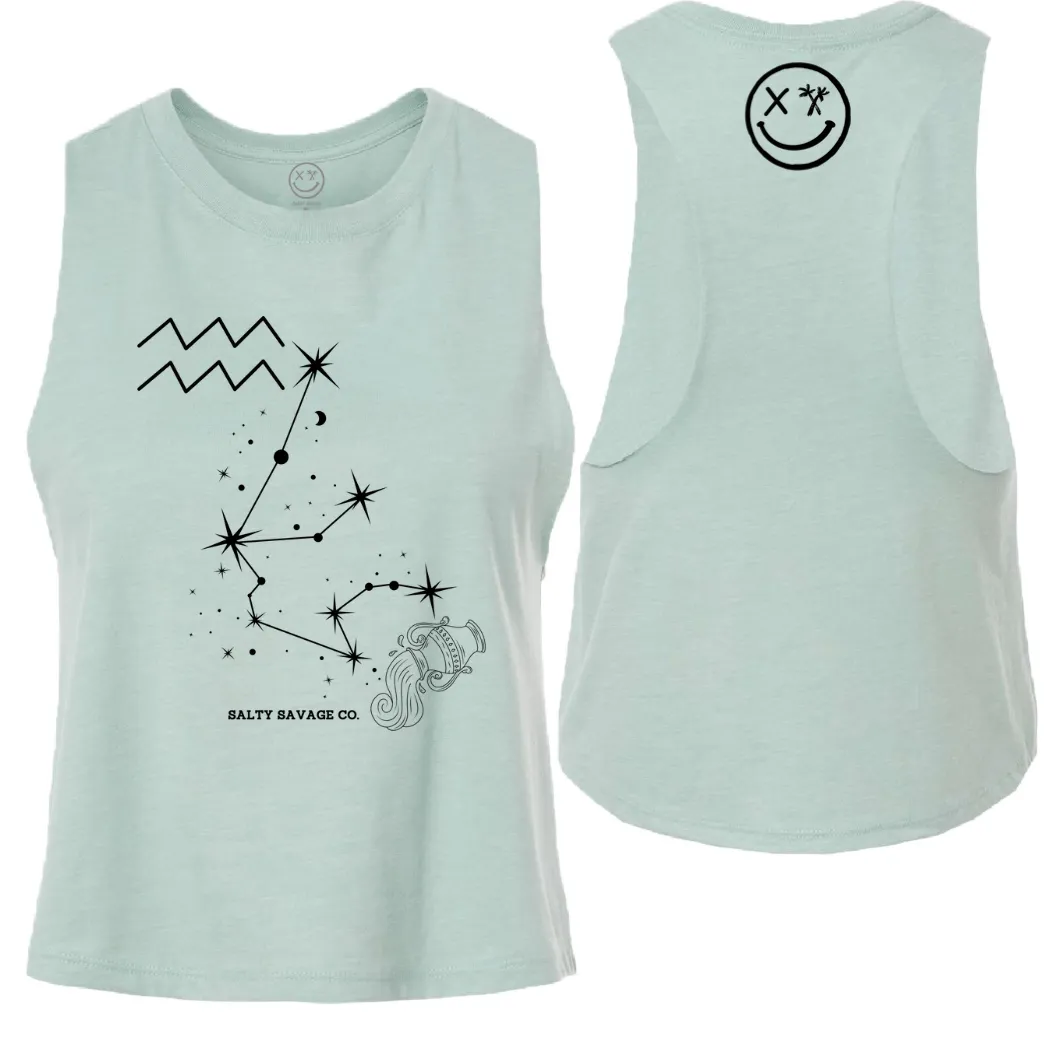 Ladies "Aquarius" Flowy Crop Tank | Zodiac Collection