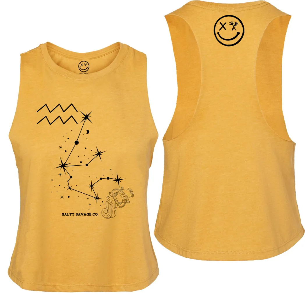 Ladies "Aquarius" Flowy Crop Tank | Zodiac Collection