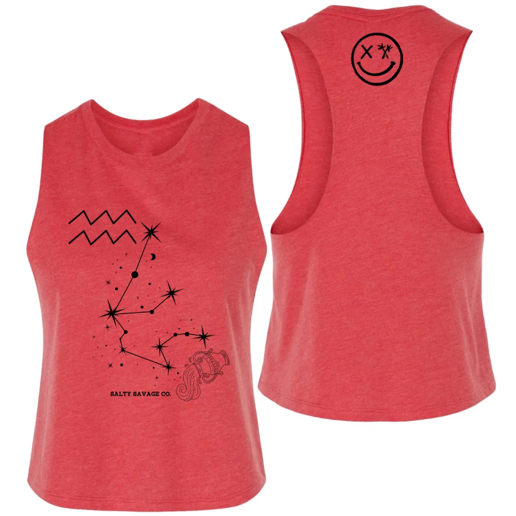 Ladies "Aquarius" Flowy Crop Tank | Zodiac Collection