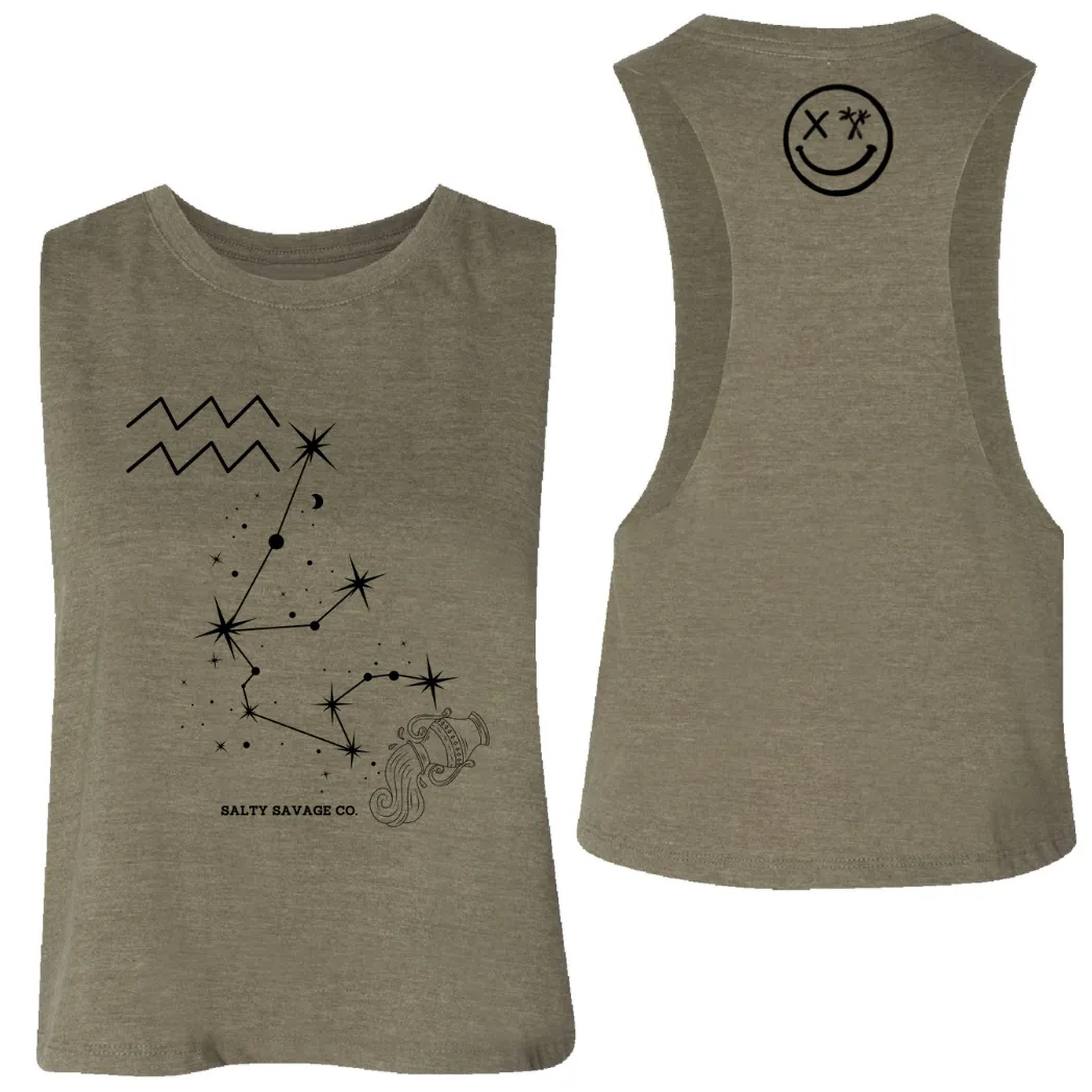 Ladies "Aquarius" Flowy Crop Tank | Zodiac Collection