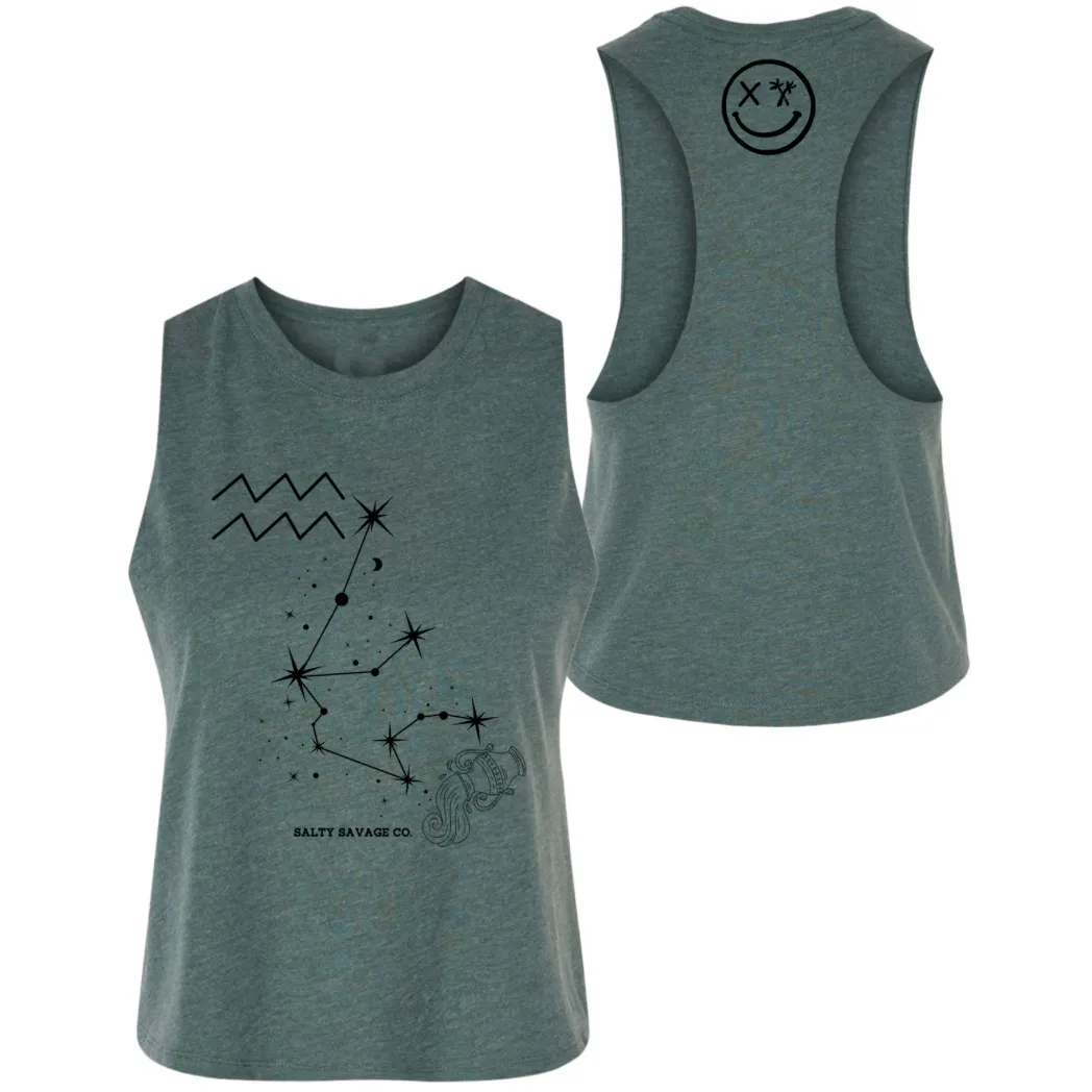 Ladies "Aquarius" Flowy Crop Tank | Zodiac Collection