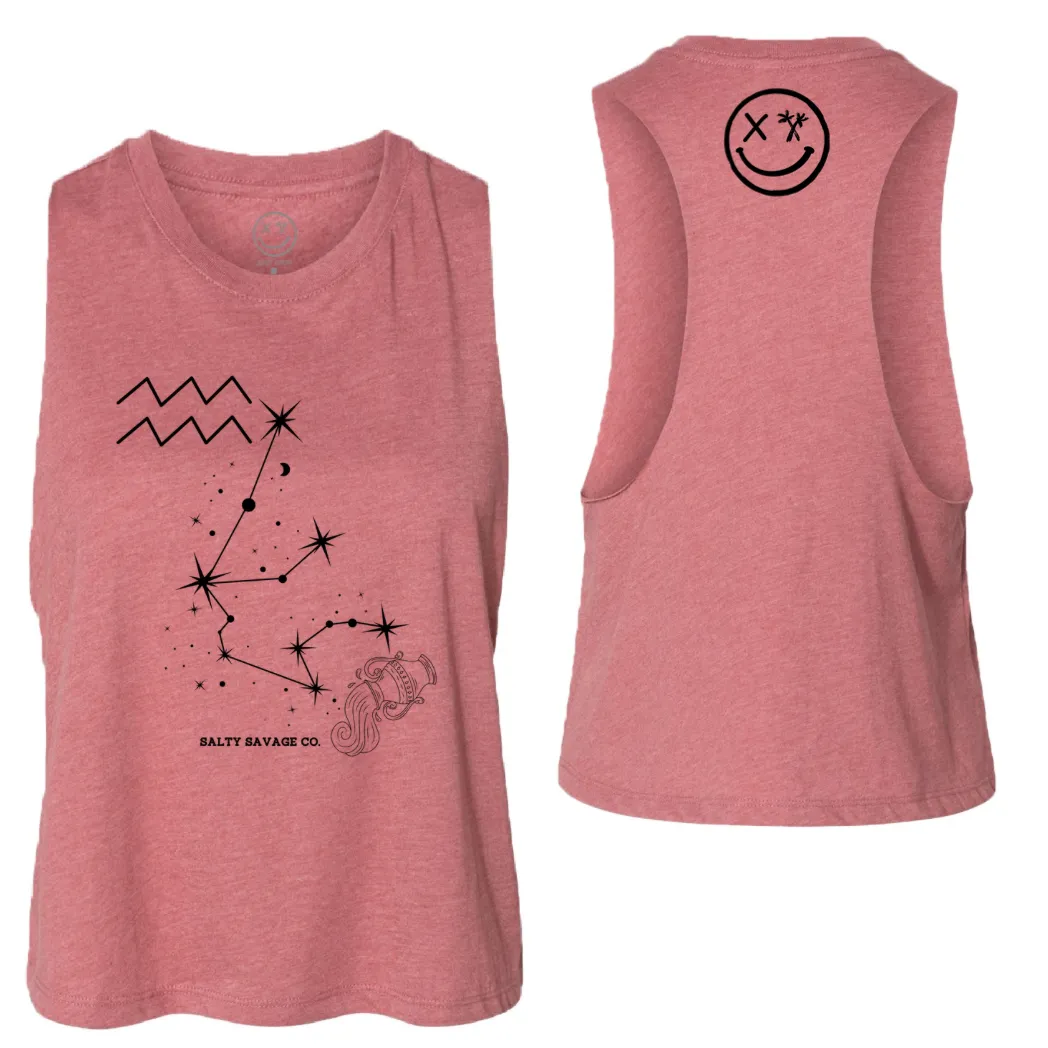 Ladies "Aquarius" Flowy Crop Tank | Zodiac Collection