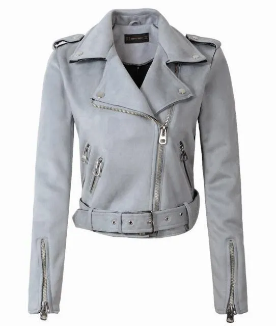 Lady Biker Suede Leather Jacket