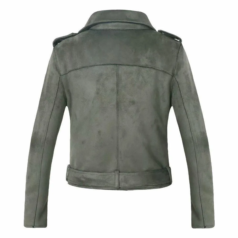 Lady Biker Suede Leather Jacket