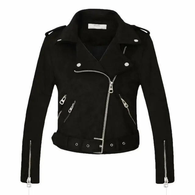 Lady Biker Suede Leather Jacket