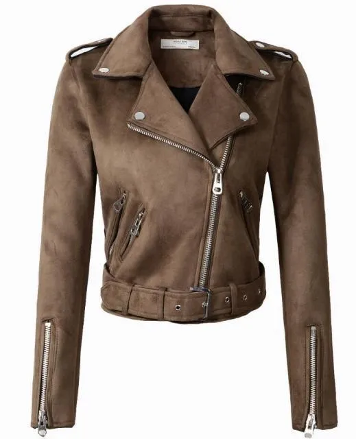 Lady Biker Suede Leather Jacket