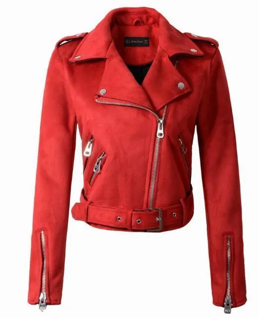 Lady Biker Suede Leather Jacket