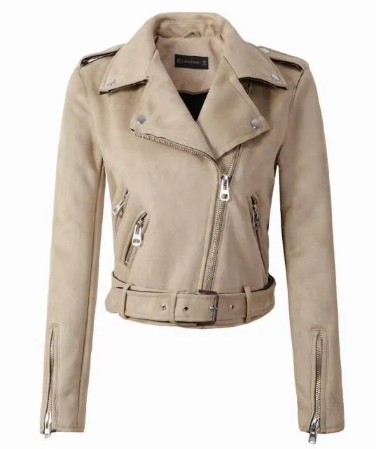 Lady Biker Suede Leather Jacket