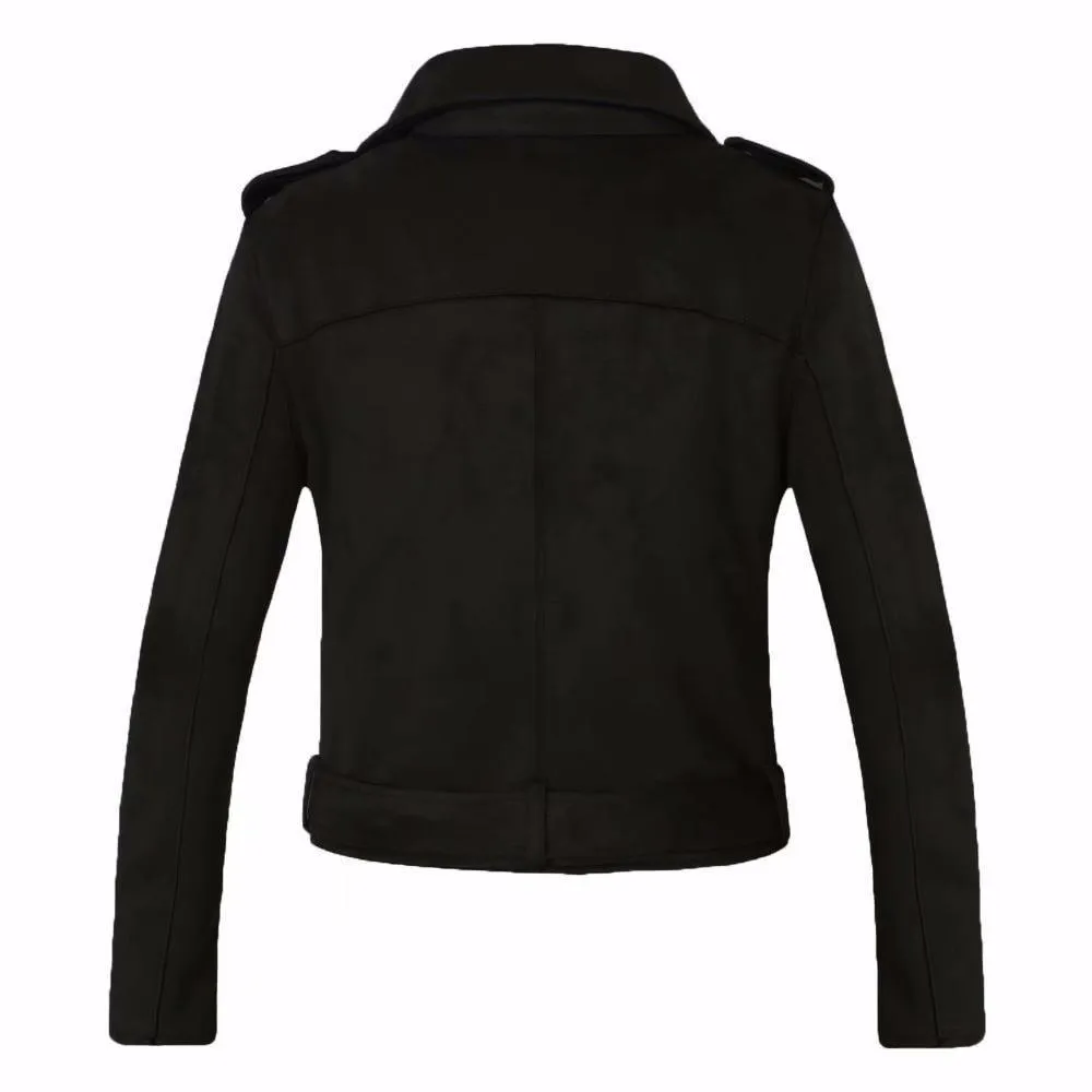 Lady Biker Suede Leather Jacket