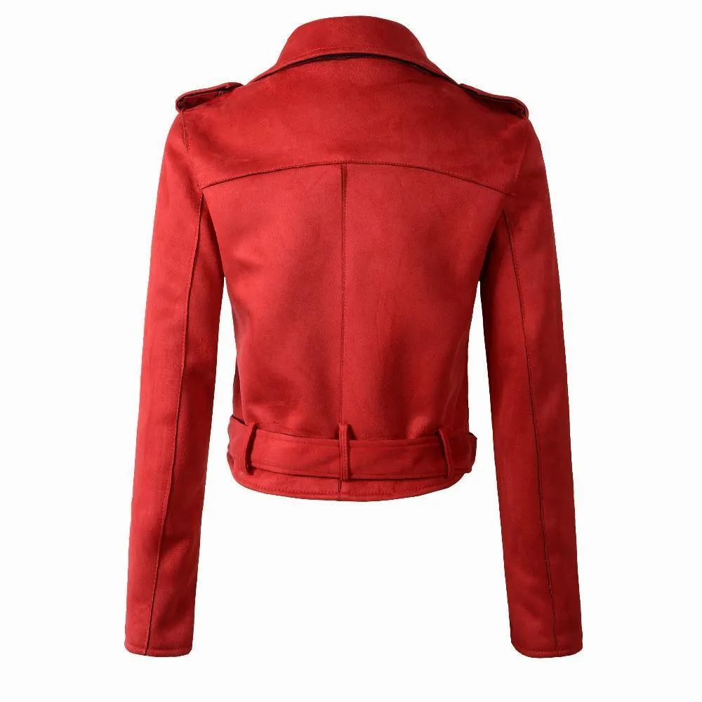 Lady Biker Suede Leather Jacket