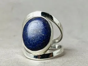 Lapis Lazuli Sterling Silver Silver Ring, Statement Boho Handmade Jewelry,Gift for Her