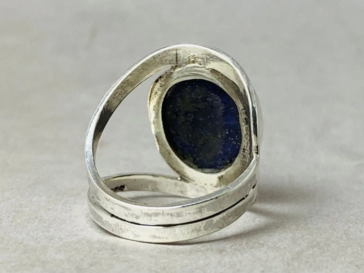 Lapis Lazuli Sterling Silver Silver Ring, Statement Boho Handmade Jewelry,Gift for Her