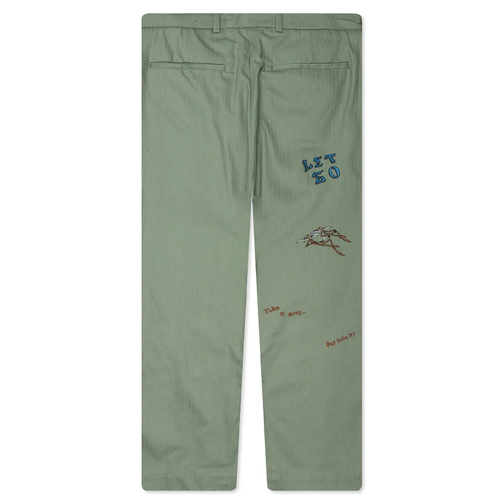 Lets Go Herringbone Pants - Green