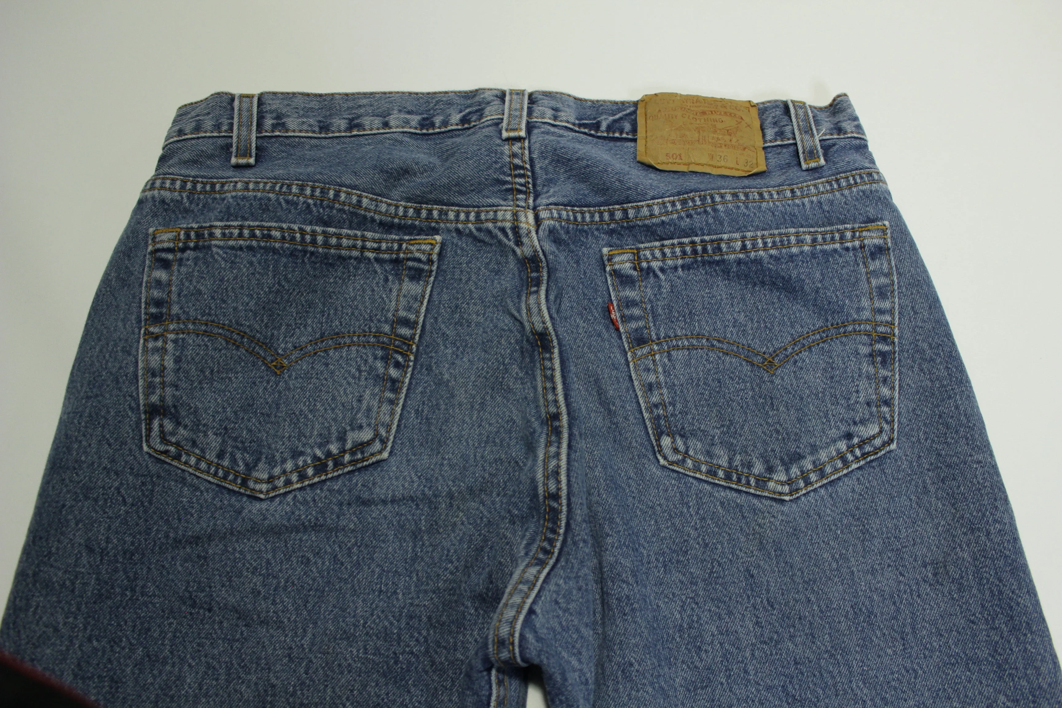 Levis 501 Button Fly Vintage 90's Denim Grunge Punk Red Tab Blue Jeans