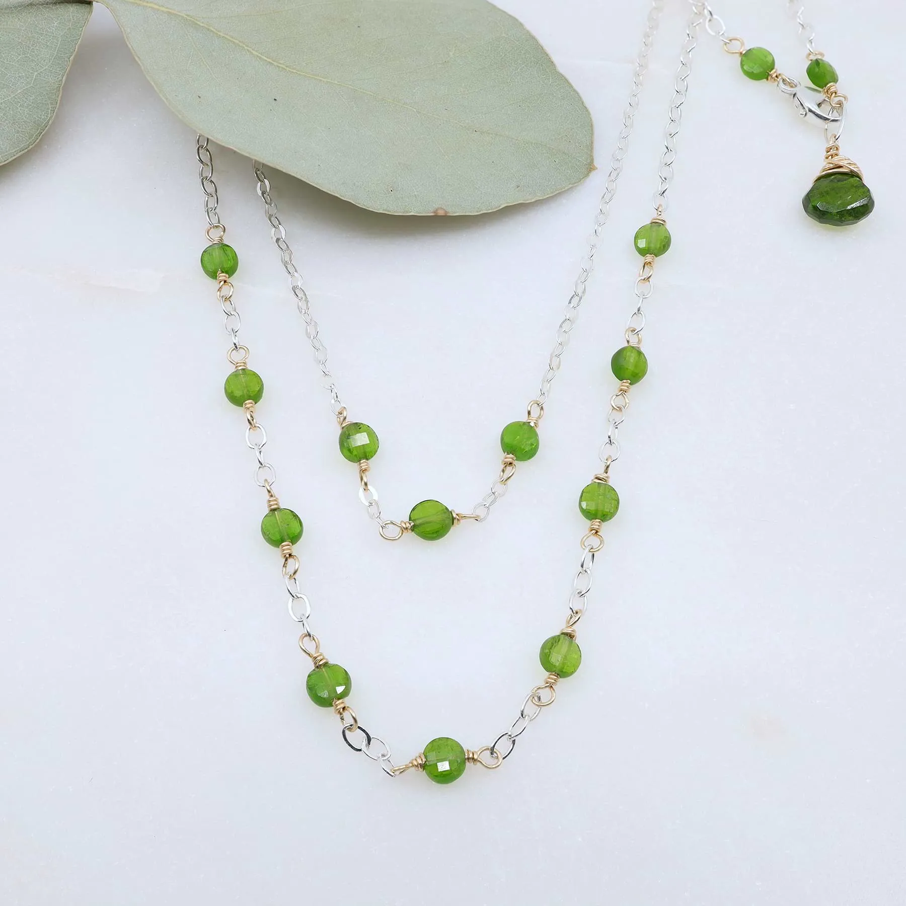 Londonberry - Chrome Diopside Sterling Silver Double Strand Necklace