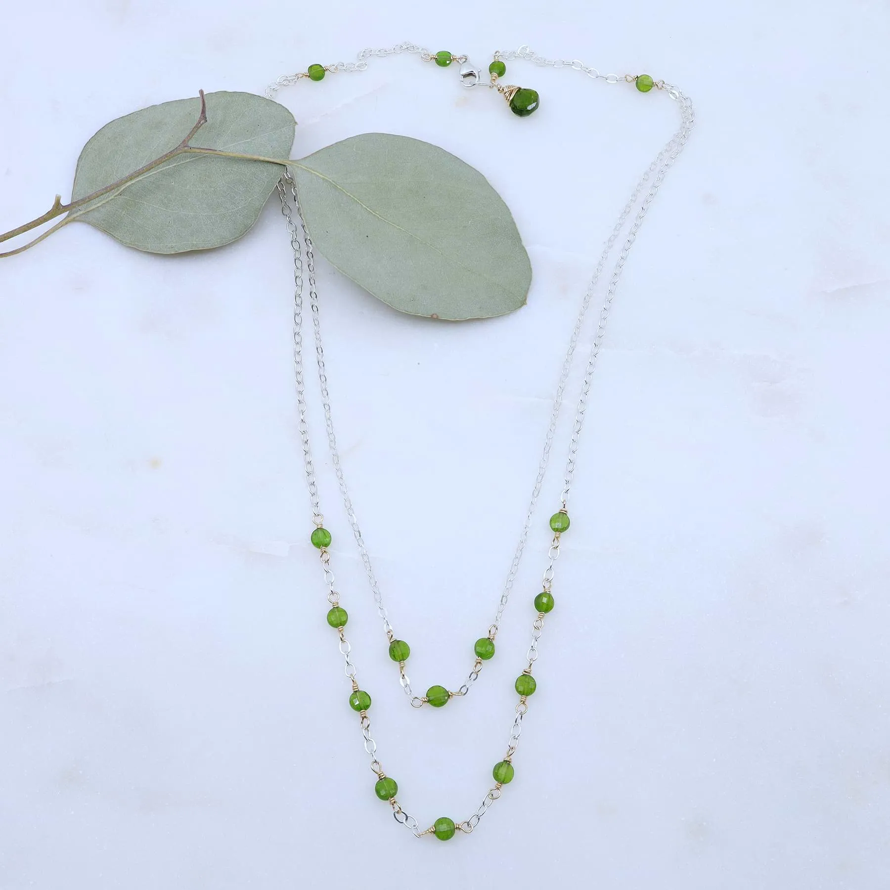 Londonberry - Chrome Diopside Sterling Silver Double Strand Necklace