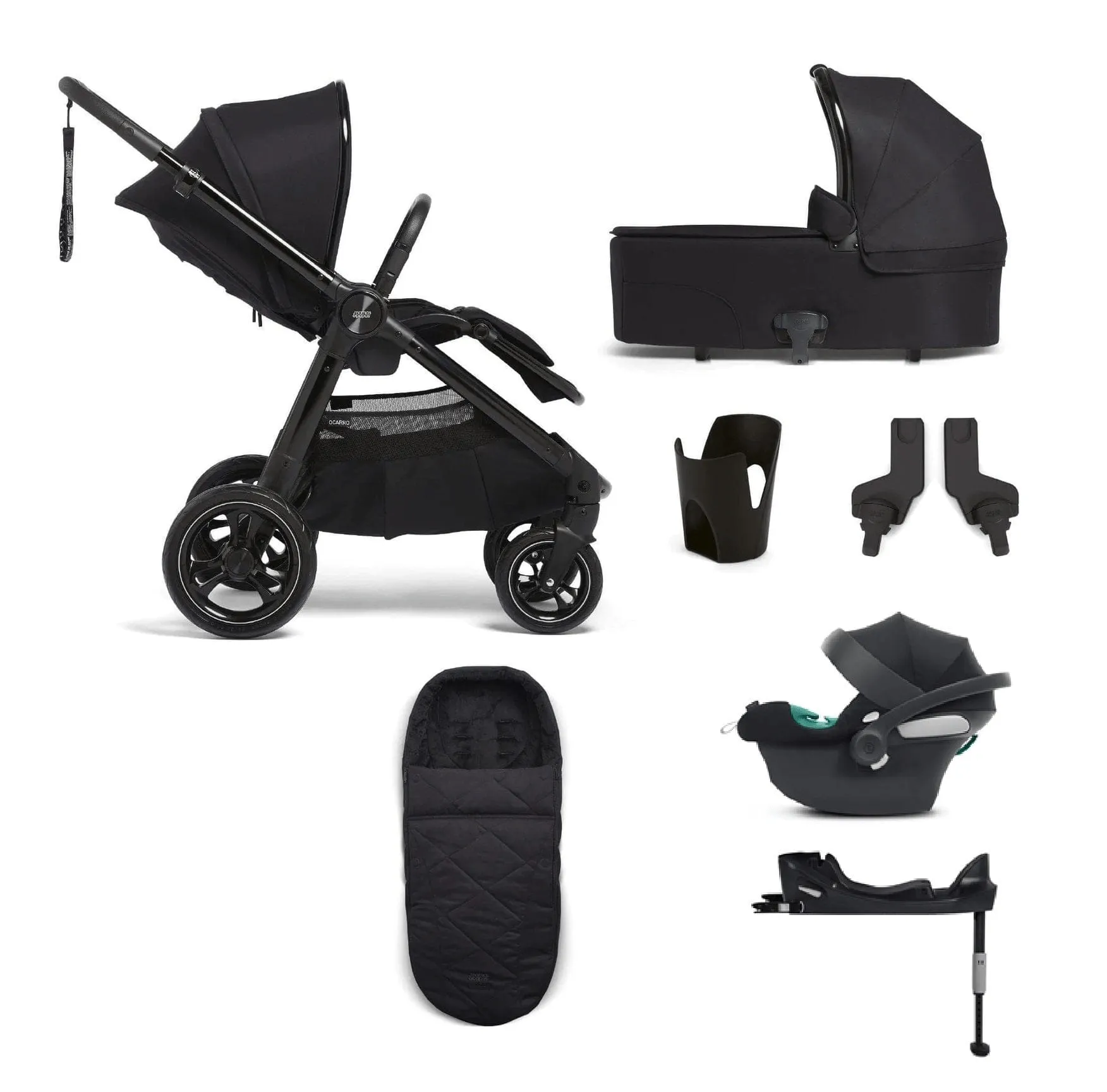 Mamas and Papas Ocarro 7 Piece Aton B2 Travel System - Carbon